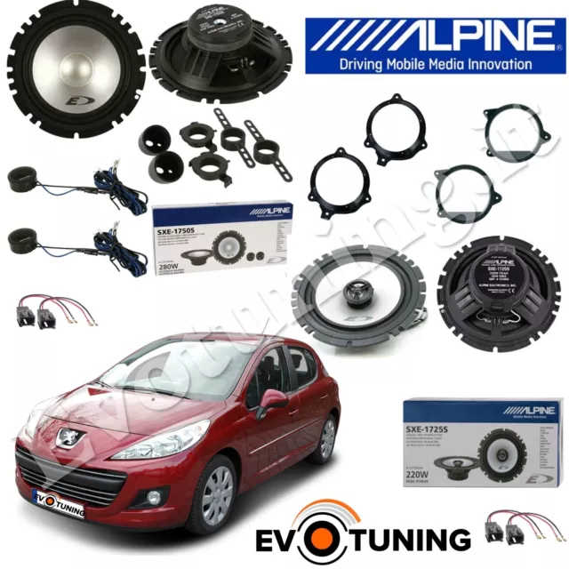 Kit 6 Casse Altoparlanti ALPINE Anteriori+Posteriori per Peugeot 207 +Adattatori