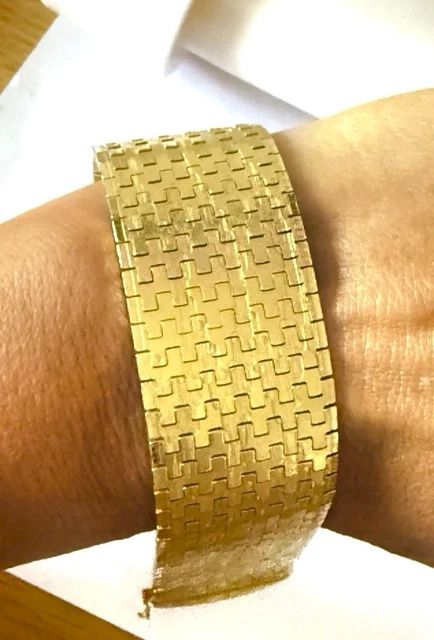 Bracelet Gourmette Plaque Or - Bracelet En Maille Plaque Or Jaune, Occasion