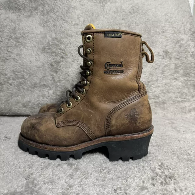 CHIPPEWA BROWN INSULATED Steel Toe Lace Logger Work Boots Womens Size 6 ...