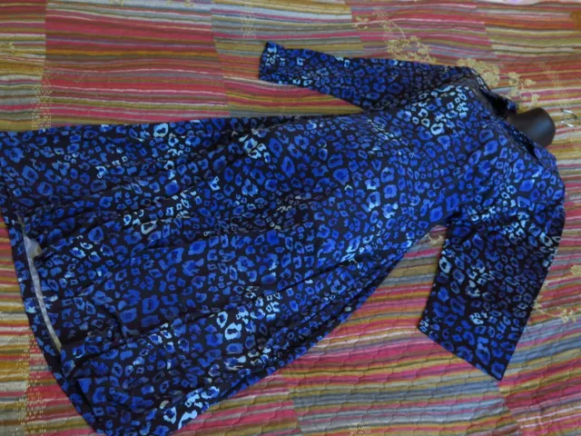 Slinky-Kleid 42/44 46 Ulla Popken selection Leo-Design Viskose Blau  129,99€ NEU