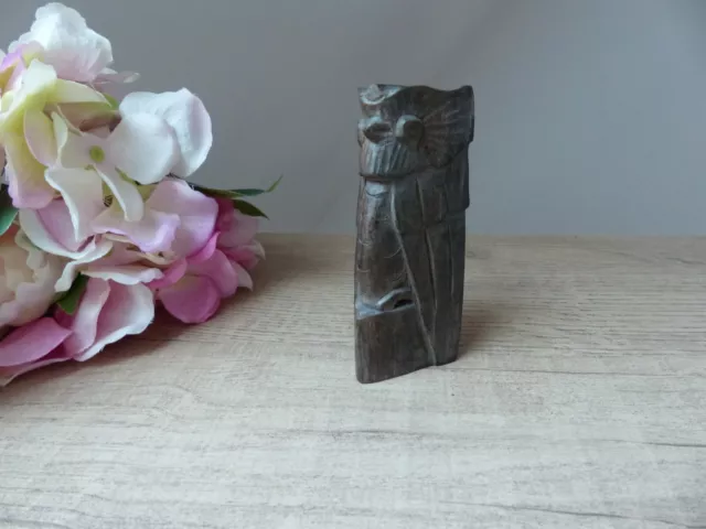 Ancienne Chouette Hibou Totem en Bois Sculpté à la main Vintage