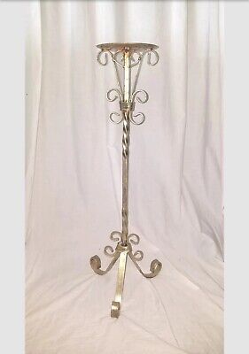 VTG Antique Gold Wrought Cast Iron Candle Holder Floor Stand Garden  28" Tall