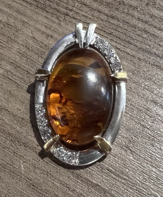 superbe pendentif « ambre veritable » - Argent Massif