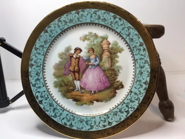 Vintage Limoges Plate Fragonard Lovers 25 cm
