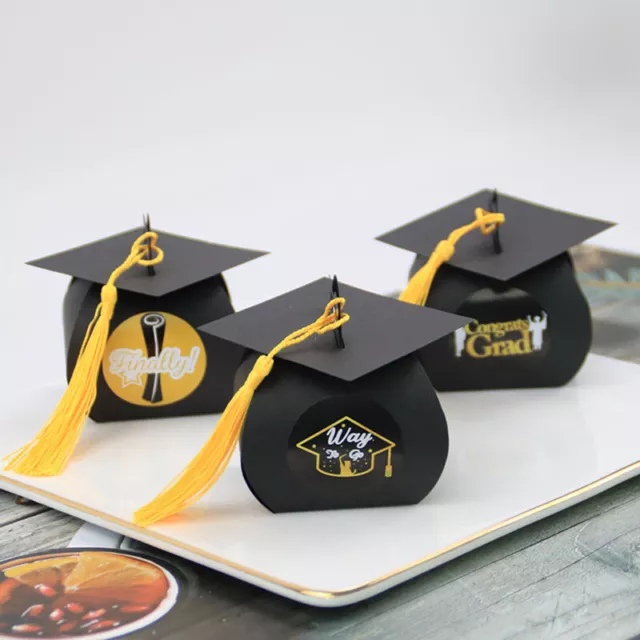 24PCS European Bachelor Hat Cap Bag Candy Box Graduation Party Gift Boxes