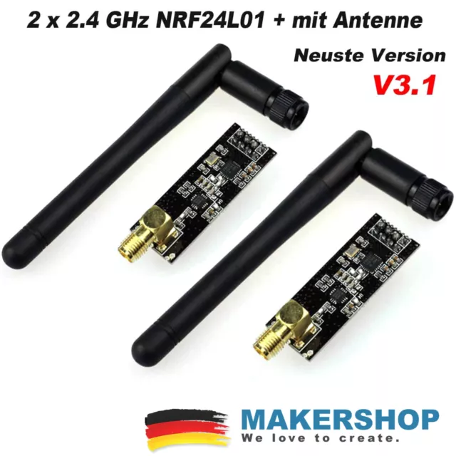 2 x NRF24L01 + PA + LNA SMA Antenne Transceiver Modul 2.4G Antenna Long Range