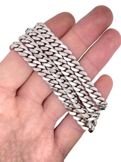 86.4 Grams 14k Solid White Gold Mens Miami Cuban Link Chain Necklace 24 in 7 MM