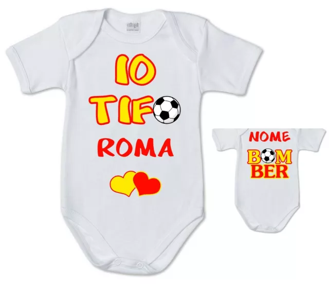 body tutina neonato stampa IO TIFO ROMA personalizzato nome bimbo bimba regalo