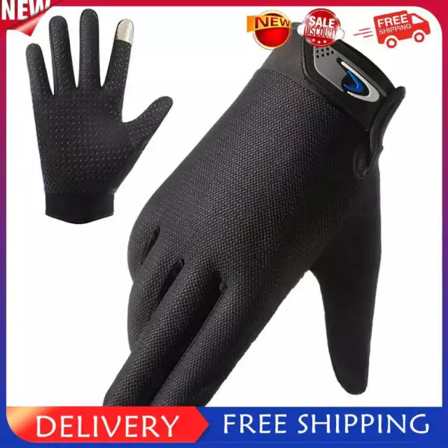 Full Finger Men Gloves Touch Screen Mesh Sports Cycling Hand Gloves (Black)