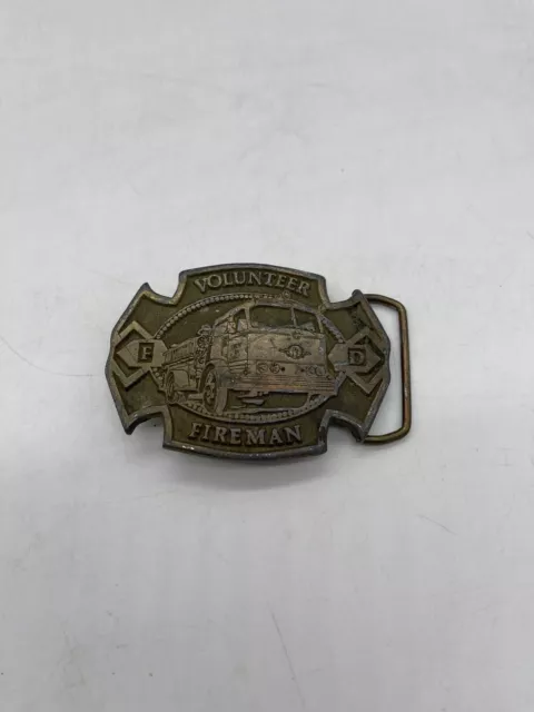 Vintage 1979 Volunteer Fireman Belt Buckle FD Fire Truck Logo Instyle 1250