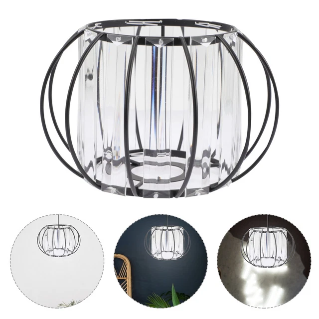 Cadre Abat-jour Cage Métal Rustique - Suspension Ou Lampe Table - DIY - Blanc - 28x28x22 Cm - Compatible Douille E27