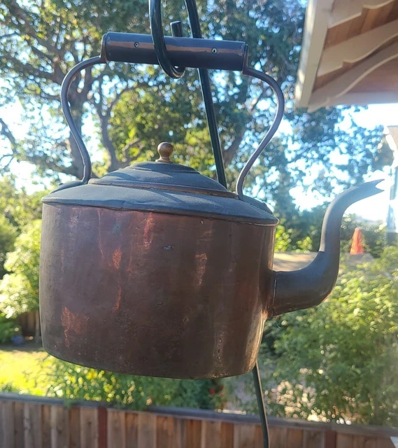 COPPER TEAPOT TEA Kettle Farmhouse 2 Quart With Lid Vintage Original