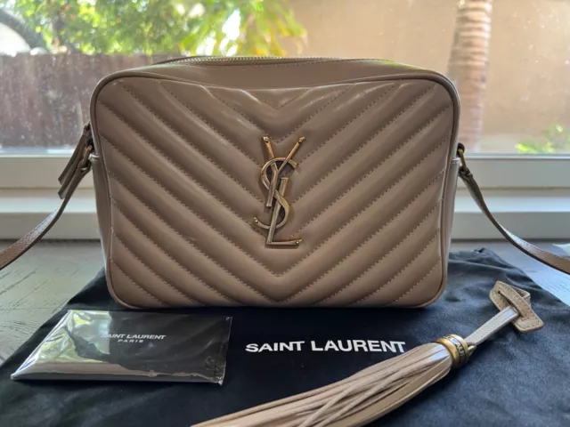 Saint Laurent Lou Camera Bag In Quilted Leather  Dark Beige