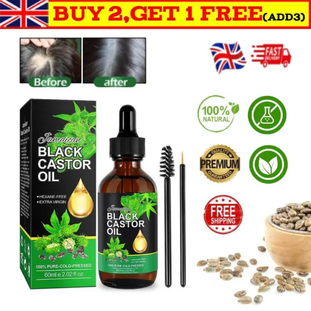 Jamaican Black Castor Oil, Organic 100% Pure Cold Pressed Hair Growth Oil Hot UK