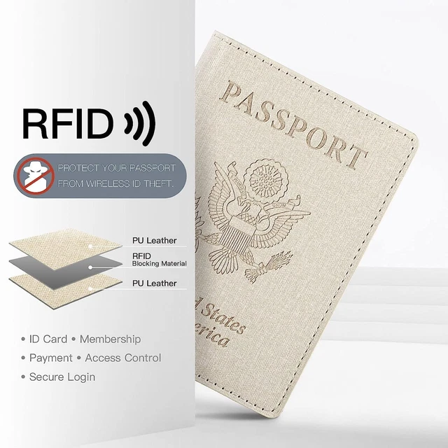 Faux Leather Passport Holder RFID Blocking Travel ID Cards Wallet Case Cover