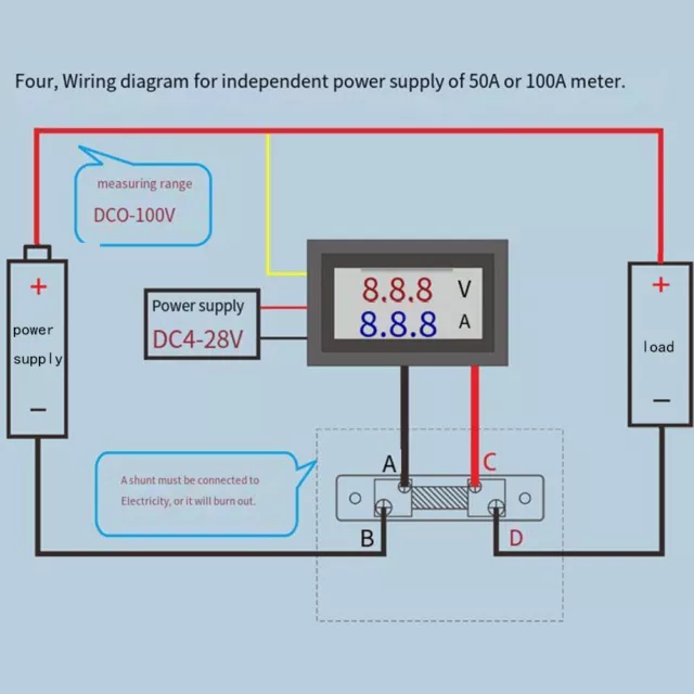 Amperímetro voltímetro Dc 100V 10A azul + rojo LED doble digital amperímetro