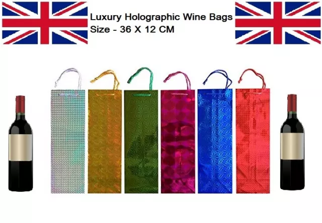 Luxury Wine Bottle Bags Gift birthday Christmas Wedding Holographic Many Colours