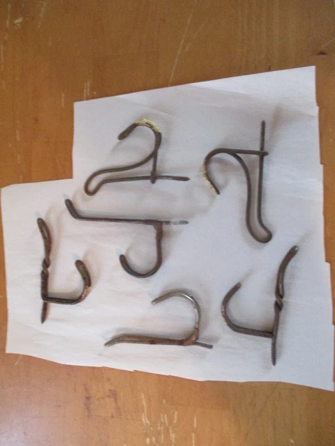 Nice Vintage Lot 6 Assorted Twisted Wire Metal Coat Hooks