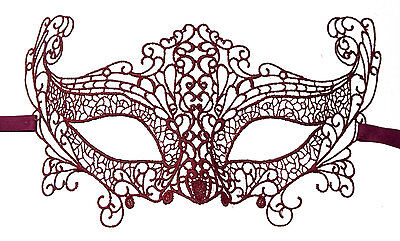 Mask from Venice Lace Burano-Wolf Civet Carnival- Red 605 CB3