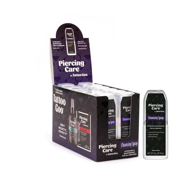 TATTOO GOO Piercing Care & Maintenance Cleansing Antiseptic Spray 2 oz BOX of 12 TATTOO GOO Piercing Care & Maintenance Cleansing Antiseptic Spray 2 oz BOX of 12