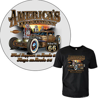 AUTO T-shirt Hot Rod Retrò garage American Vintage Rockabilly US-CAR * 1007 BLACK