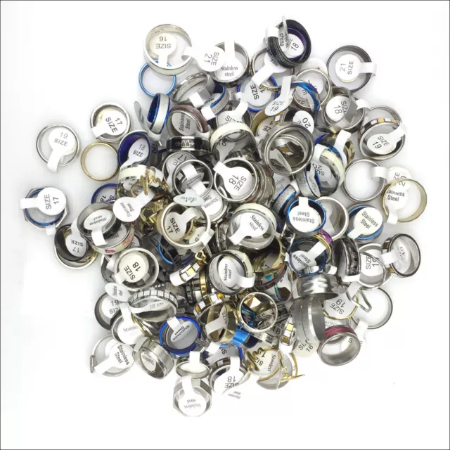 Wholesale Ring Bulk 5-100pcs/Lot Mens Womens Fashion Stainless Steel Band Rings