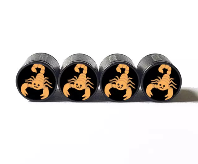 Scorpion Emoji Tire Valve Caps - Aluminum - Set of Four - Fits all Vehicles