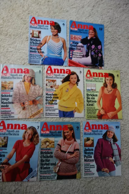 8 Hefte Anna burda Spaß an Handarbeiten 1. Serie Anna Hefte aus 1980 m.Anleitung