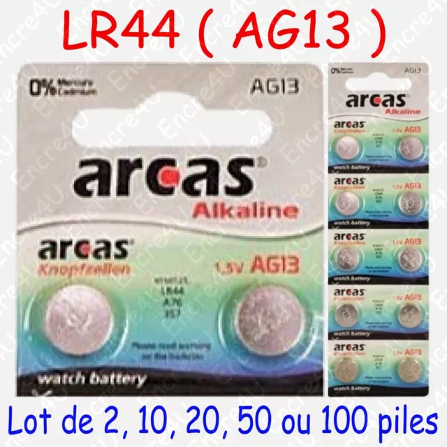 Pile Bouton LR Alcaline 1,5V : AG13 LR44 LR1154 357 ( par 2, 10, 20, 50 ou 100 )