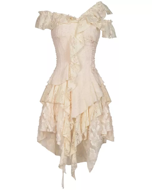 Abito steampunk scuro in amore bianco crema pizzo asimmetrico gotico ballo vittoriano