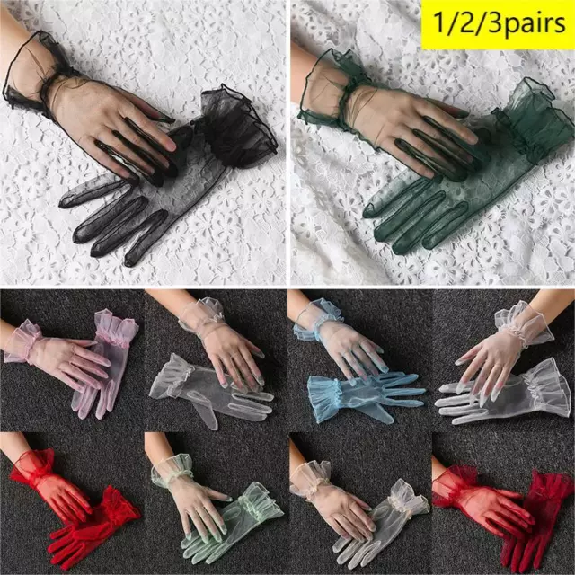 Gants En Maille Transparente Pour Femmes Mitaines Courtes À Doigts Complets R