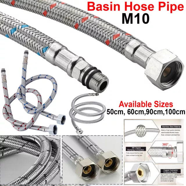 M10 Kitchen Basin Hose Pipe Monobloc Mixer Flexible Tap Connectors Flexi Tails
