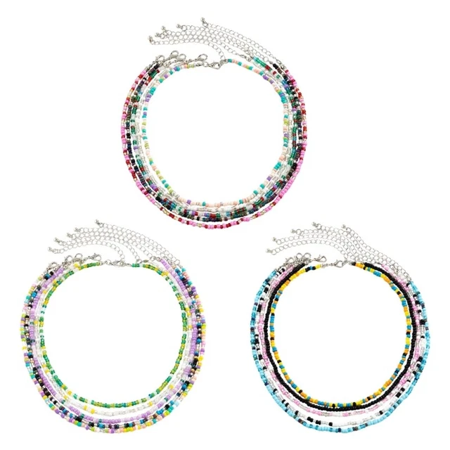 Pack of 5 Beaded Choker Set Neck Jewelry Beach Party Jewelry Hand Making Chokers