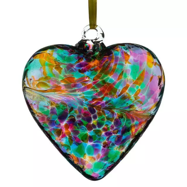 Glass Friendship Heart Hanging Hand Turquoise Craft Keepsake Ornament 12 Sienna