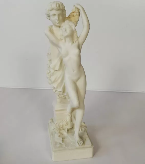 Statua in marmo legato vintage Eros e Afrodite avena d'amore