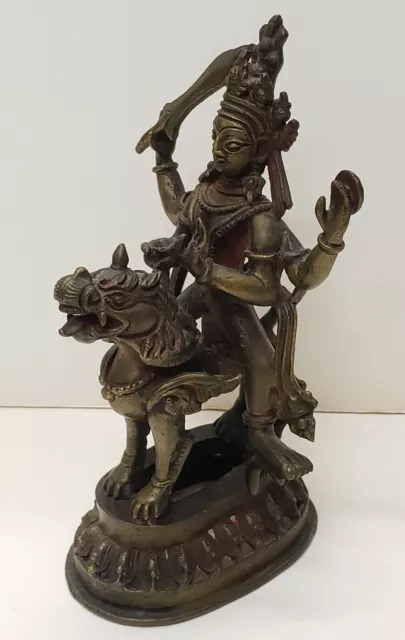 Mid to Late 19th Century Nepalese Hindu Vishnu Riding Garuda Gilt Bronze Figure