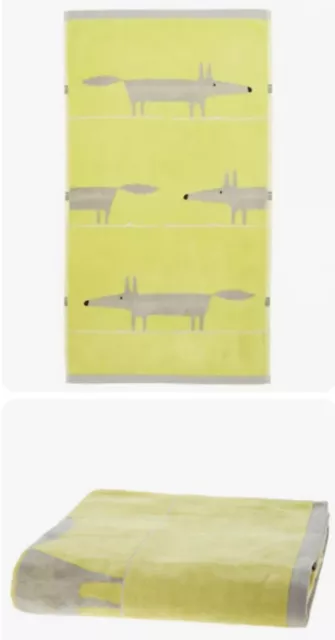 SCION MR FOX Bath Towel Colin Crane Grey Green Denim Cotton