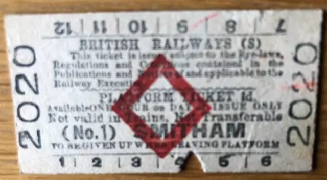 BRITISH RLYS [S] RED DIAMOND EDMONDSON PLATFORM TICKET - 2020 SMITHAM [No.1]