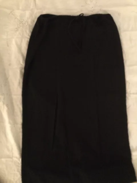 Chico’s Long Black Linen Skirt Elastic Drawstring Waist Size 2