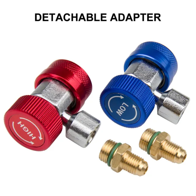 2 Pack AC A/C R134A High/Low Quick Connector Adapter Coupler Auto Manifold Gauge