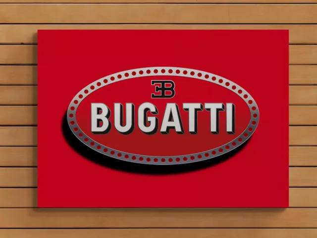 *New Large Stunning Bugatti Garage Display Sign On *Thick White Gloss Metal*Art*