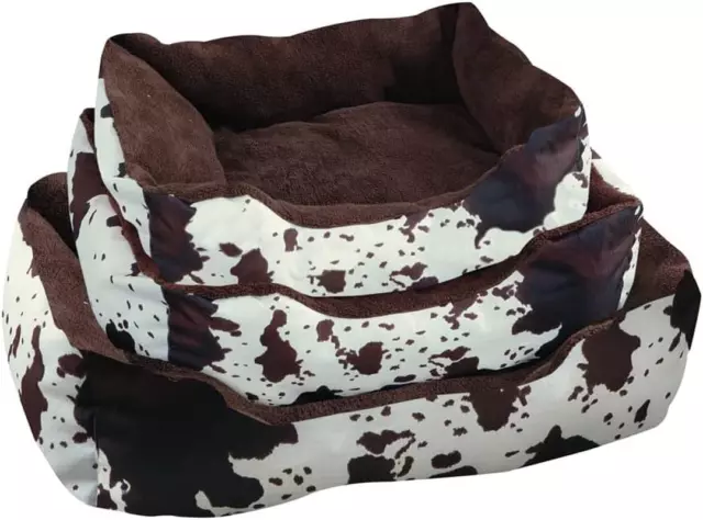 Cow Print Chocolate Sherpa Lined Dog Bed