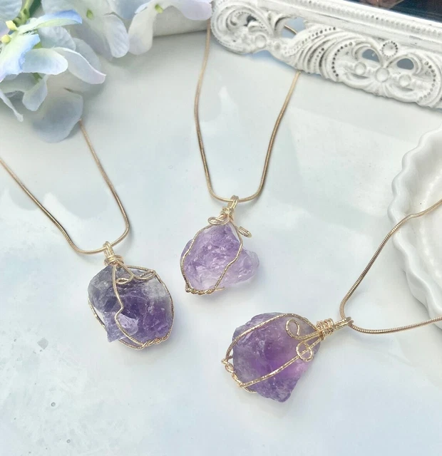 Natural Gemstone Necklace Chakra Stone Pendant Energy Healing Crystal with Chain 7