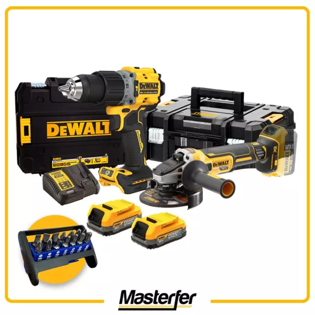 Dewalt Kit utensili a batteria 18V Powerstack Trapano DCD805 moletta DCG405