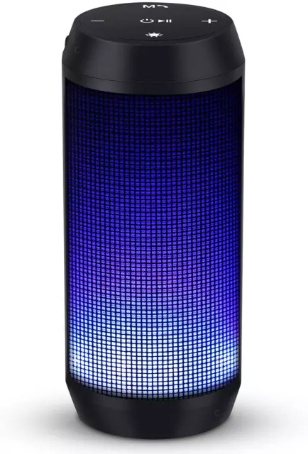 Elehot Musikbox Tragbar Bluetooth Lautsprecher Kabellos LED USB schwarz