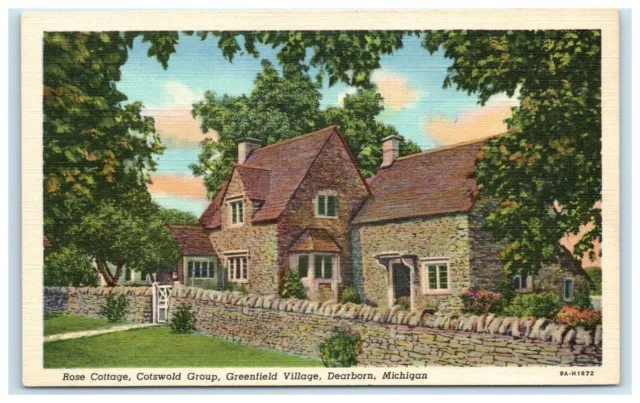 POSTCARD Rose Cottage Cotswold Group Greenfield Village Dearborn Michigan MI