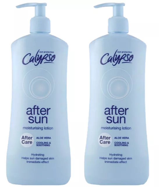 2 x Calypso Aftersun Aloe Vera Lotion 500ml Large Bottles Sun Skincare NEW