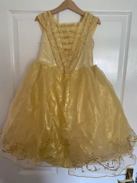 DISNEY PRINCES BELLE Sleeveless Gold Sparkle Party Dress Size 5-6 Years  £25.00 - PicClick UK