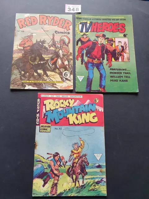 ROCKY MOUNTAIN KING # 45 + RED RYDER # 49 + TV HEROES # 16 x 3 1950's