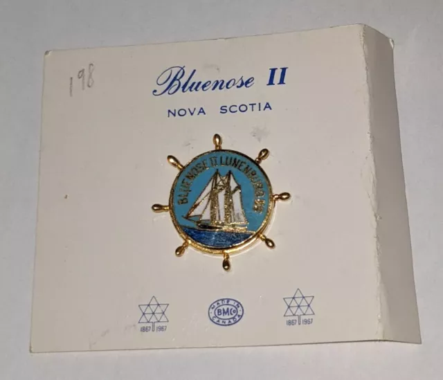 BLUENOSE II LUNENBURGNS Nova Scotia RUDDER BOAT Sailing SHIP Lapel Pin 1"